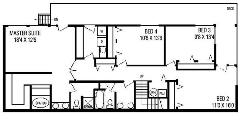 Floor Plan Second Story of Contemporary Plan #145-1558