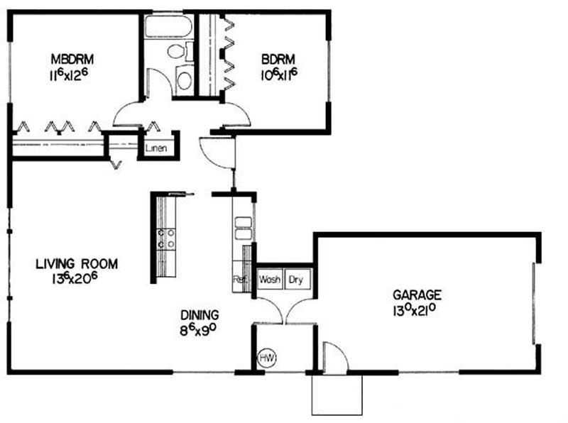 Floor Plan First Story of Vacation Homes Plan #145-1561