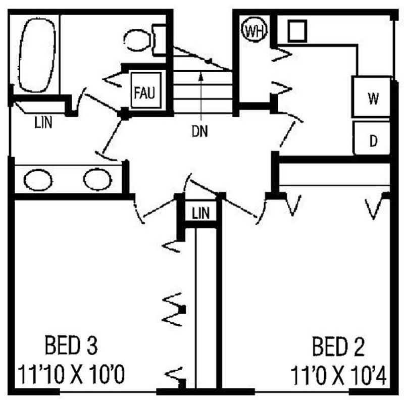 Floor Plan Second Story of Traditional Plan #145-1562