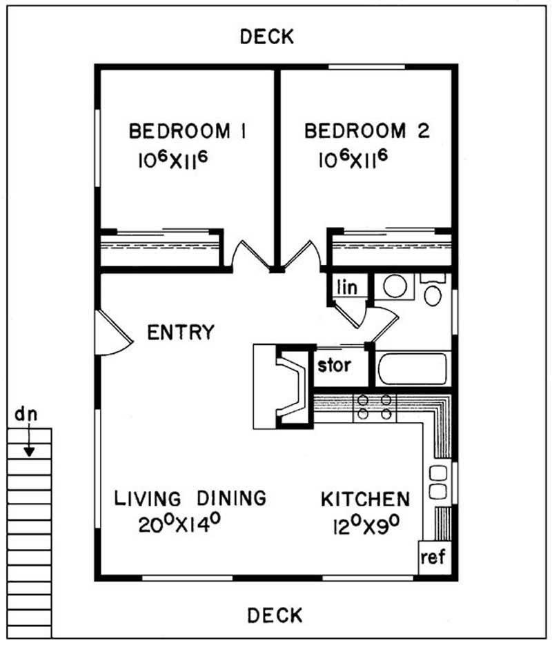 Floor Plan First Story of Vacation Homes Plan #145-1563