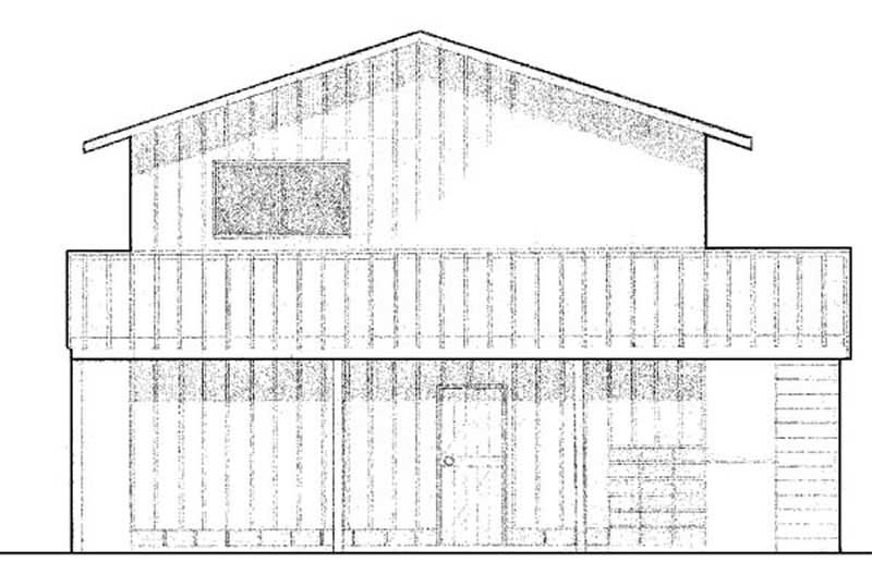 Home Plan Rear Elevation of this 2-Bedroom,816 Sq Ft Plan -145-1563