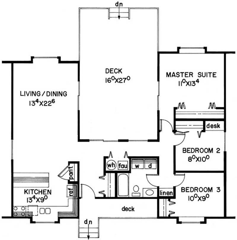 Floor Plan First Story of Small House Plans #145-1564
