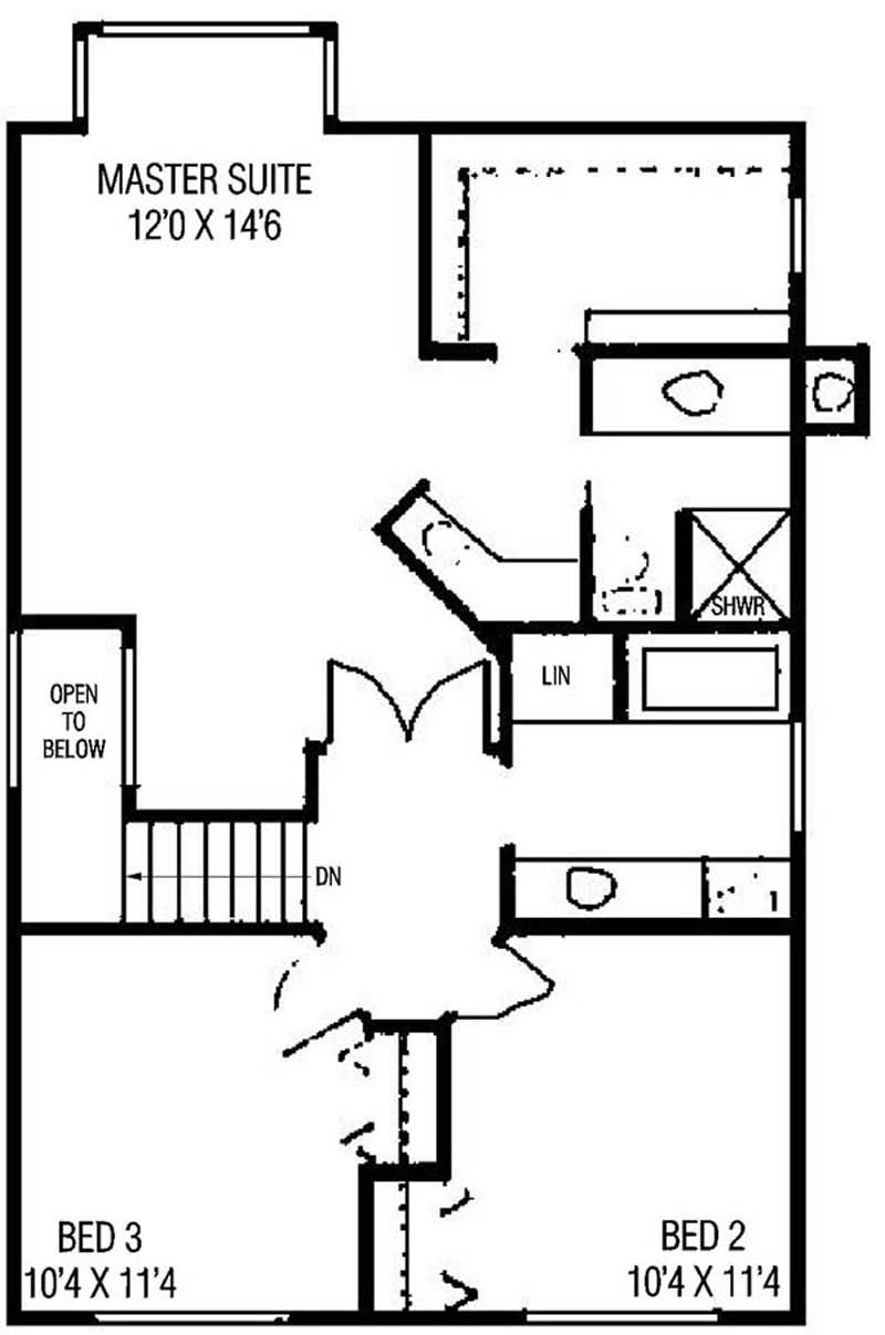 Floor Plan Second Story of Contemporary Plan #145-1575