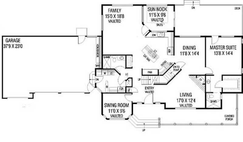 Floor Plan First Story of Ranch Plan #145-1576