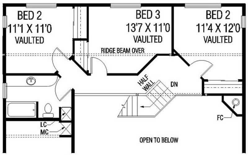 Floor Plan Second Story of Ranch Plan #145-1576