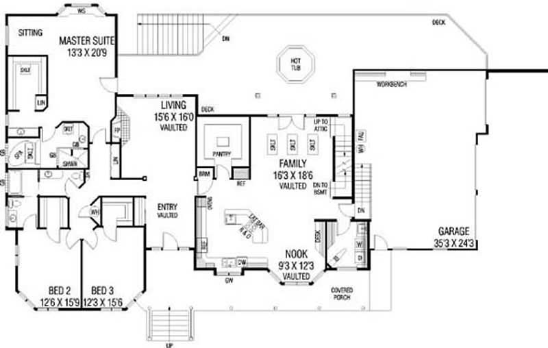Floor Plan First Story of Ranch Plan #145-1578