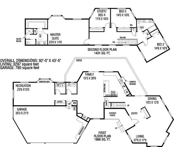 Floor Plan First Story of Colonial Plan #145-1579