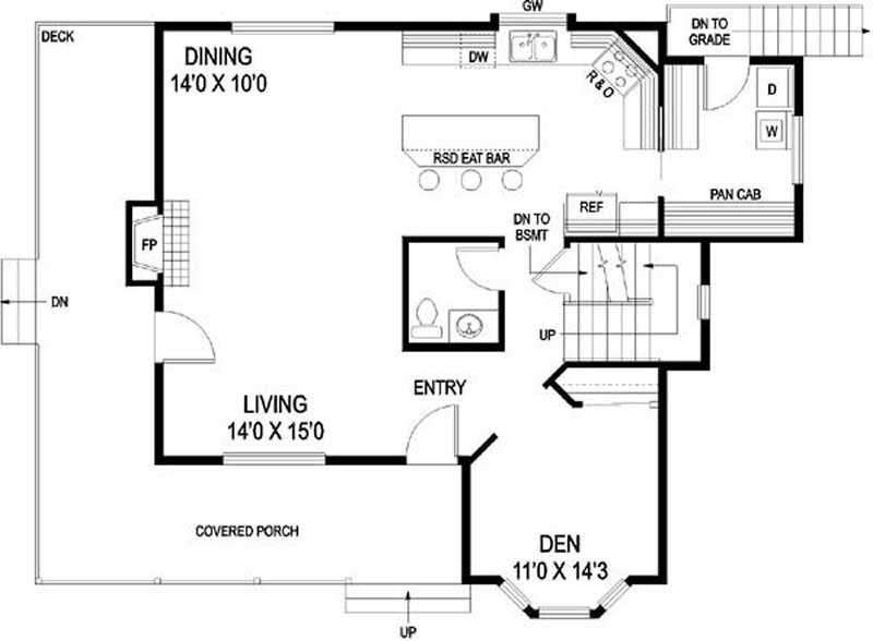 Floor Plan First Story of Coastal Plan #145-1584
