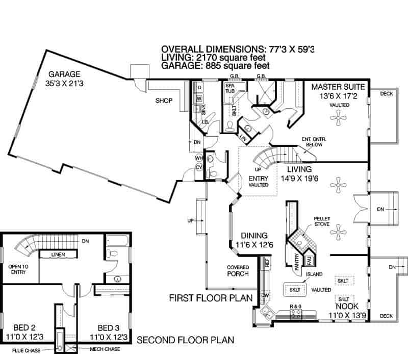 Floor Plans for Country Plan #145-1589
