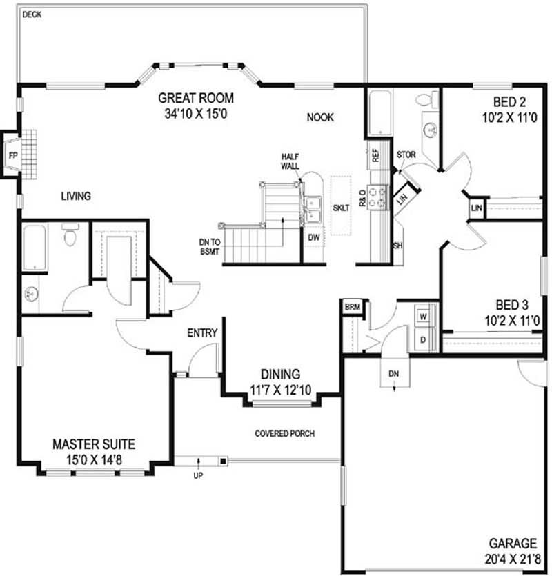 Floor Plan First Story of Luxury Plan #145-1593