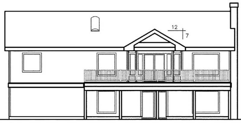 Home Plan Rear Elevation of this 3-Bedroom,1777 Sq Ft Plan -145-1593