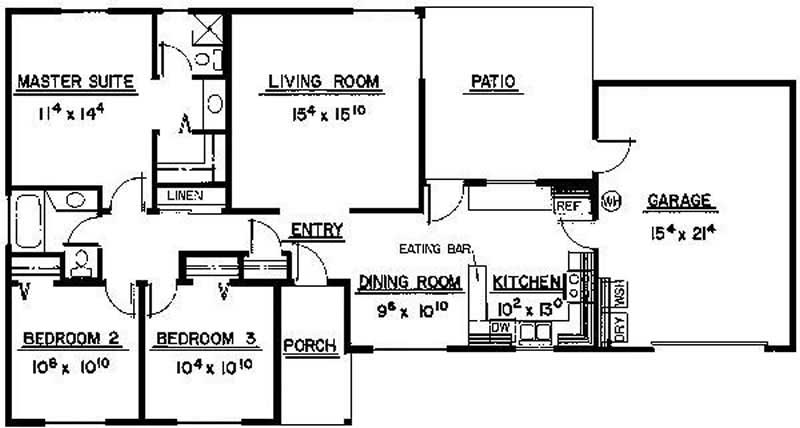 Floor Plan First Story of Ranch Plan #145-1594