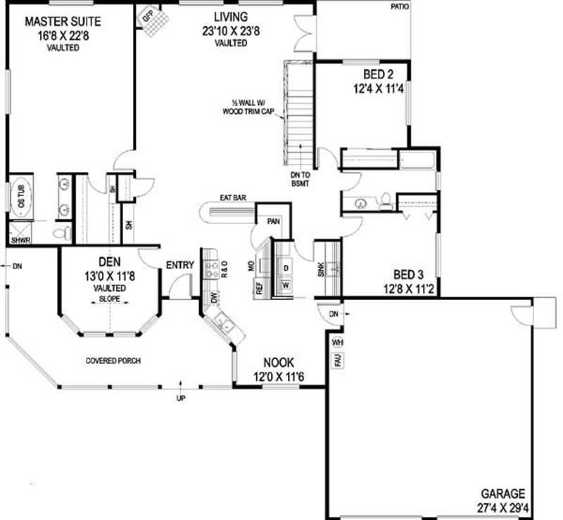 Floor Plan First Story of Country Plan #145-1595