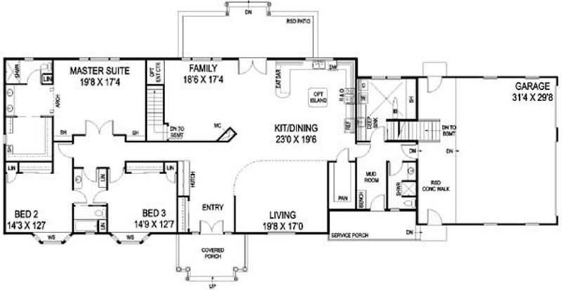 Floor Plan First Story of Contemporary Plan #145-1596