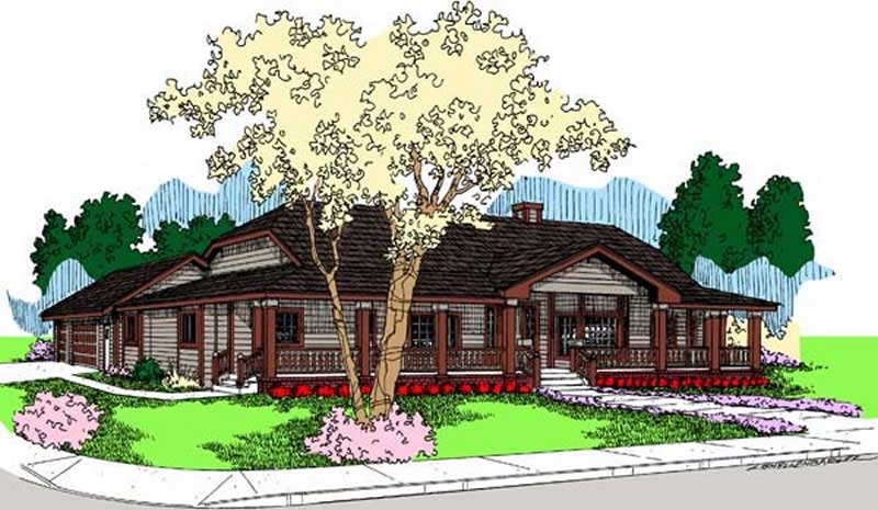 Front view of Farmhouse home (ThePlanCollection: House Plan #145-1597)