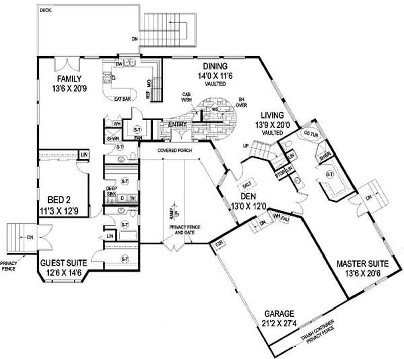 Floor Plan First Story of Contemporary Plan #145-1599