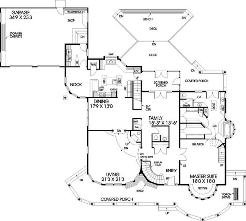 Floor Plan First Story of Country Plan #145-1601