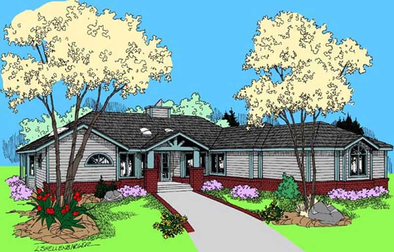 Front view of Luxury home (ThePlanCollection: House Plan #145-1603)
