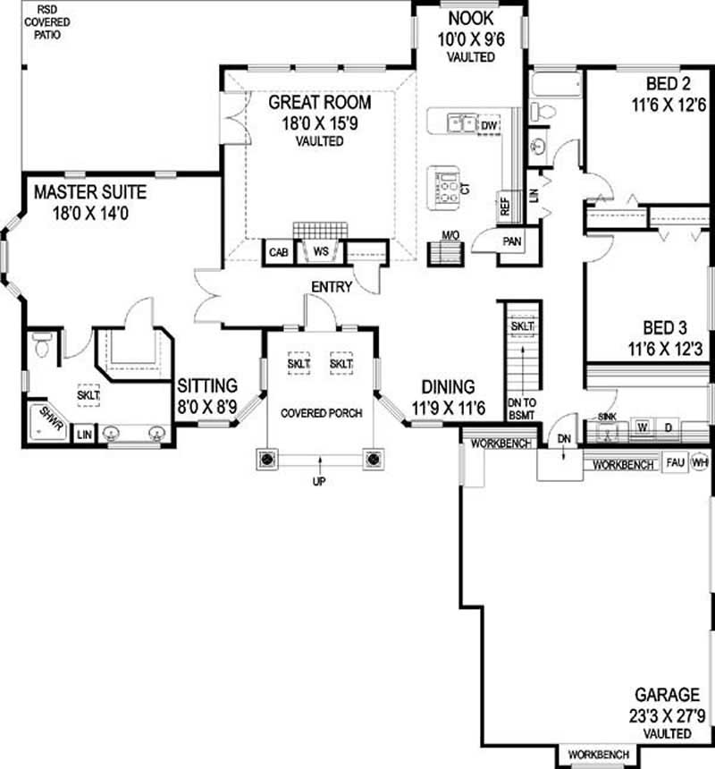 Floor Plan First Story of Luxury Plan #145-1603