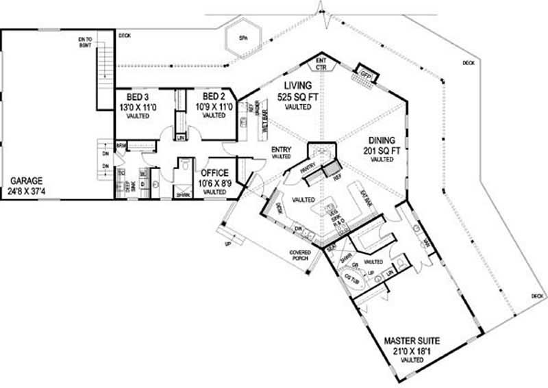 Floor Plan First Story of Contemporary Plan #145-1604