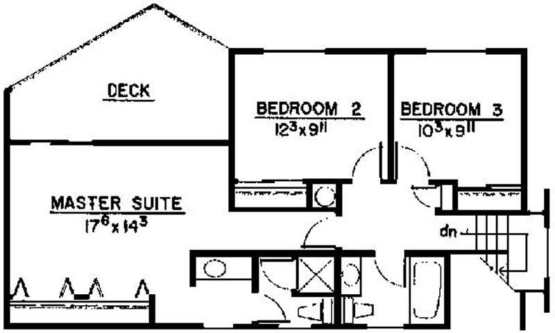 Floor Plan Second Story of Contemporary Plan #145-1605