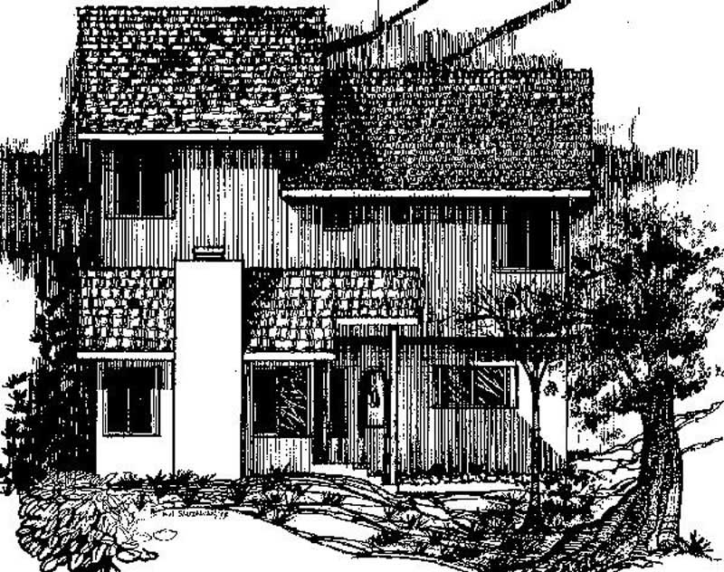 Front view of Contemporary home (ThePlanCollection: House Plan #145-1607)
