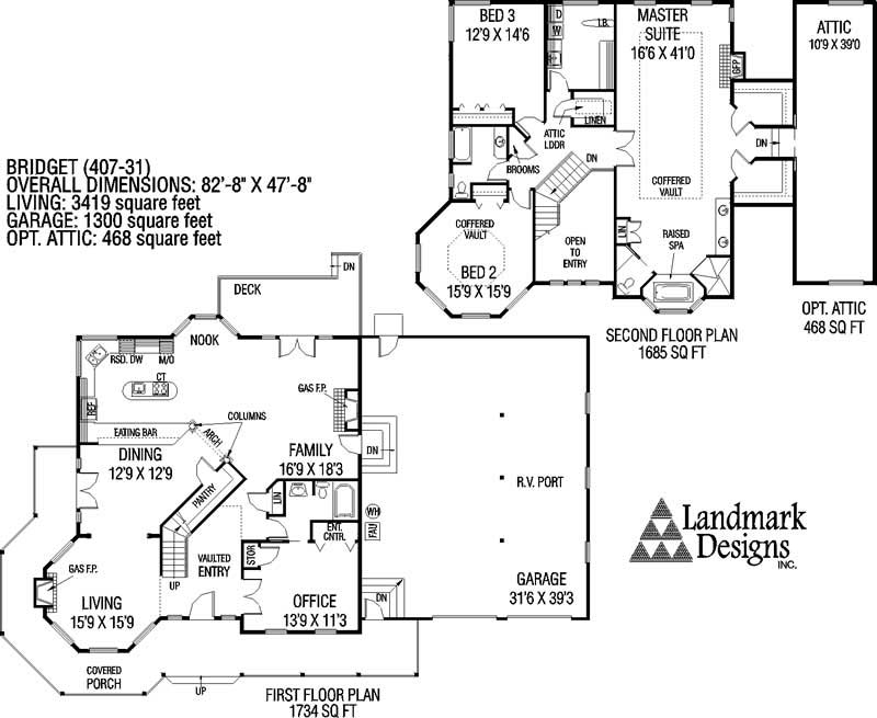 Floor Plan First Story of Ranch Plan #145-1608