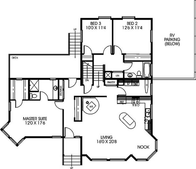 Floor Plan First Story of Contemporary Plan #145-1610