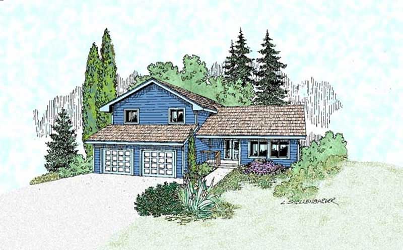 Front view of Contemporary home (ThePlanCollection: House Plan #145-1614)