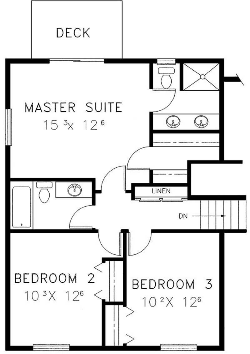 Floor Plan Second Story of Contemporary Plan #145-1614