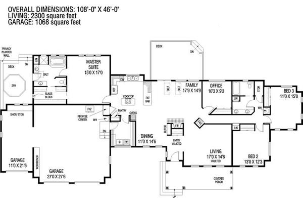 Floor Plan First Story of Colonial Plan #145-1618