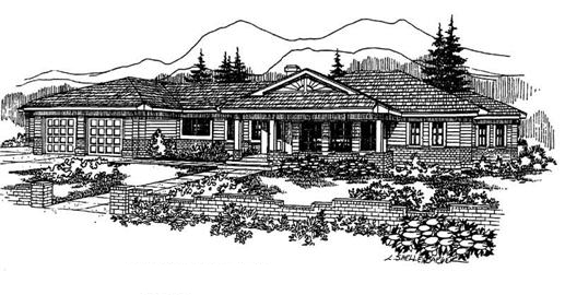 Front view of Colonial home (ThePlanCollection: House Plan #145-1618)