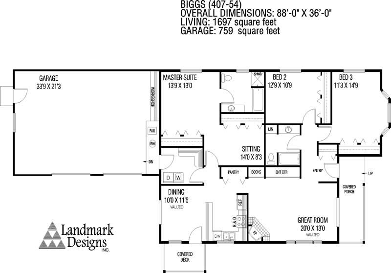 Floor Plan First Story of Country Plan #145-1620