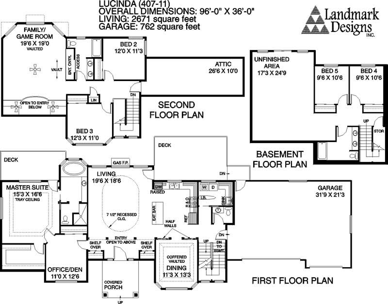 Floor Plan First Story of Mediterranean Plan #145-1621