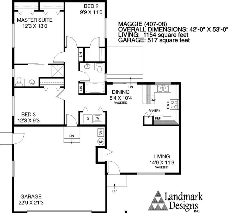 Floor Plan First Story of Country Plan #145-1622