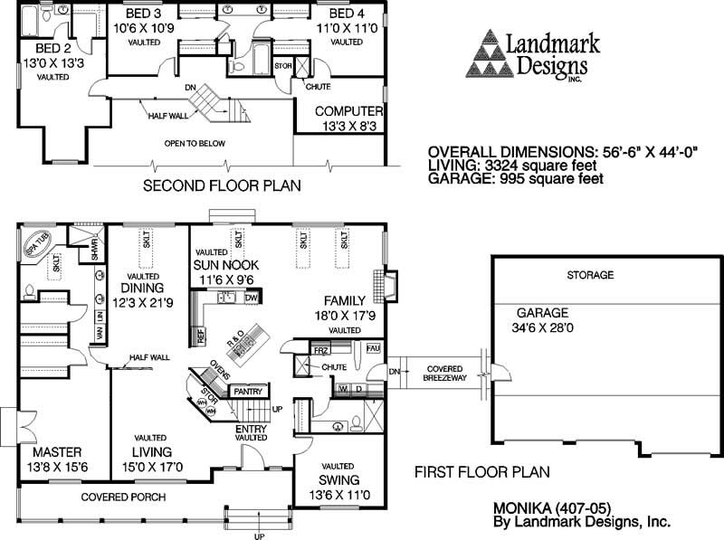 Floor Plan First Story of Country Plan #145-1624