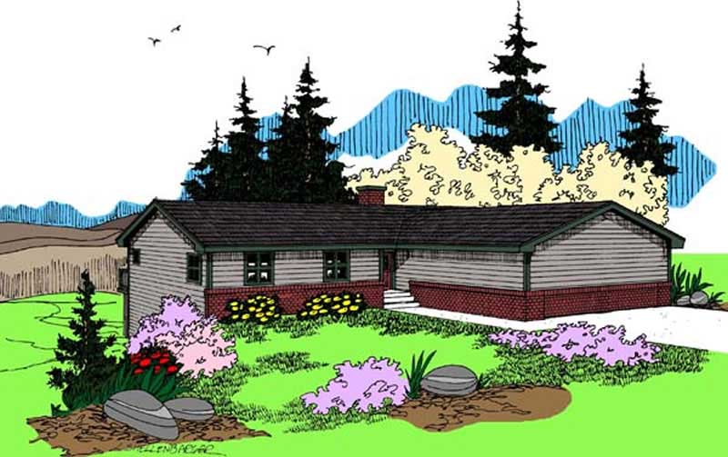 Front view of Country home (ThePlanCollection: House Plan #145-1630)