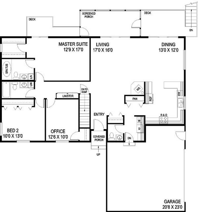 Floor Plan First Story of Country Plan #145-1630