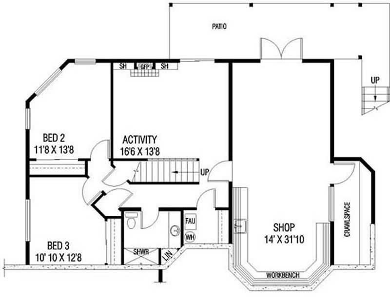 Floor Plan Basement of Country Plan #145-1631