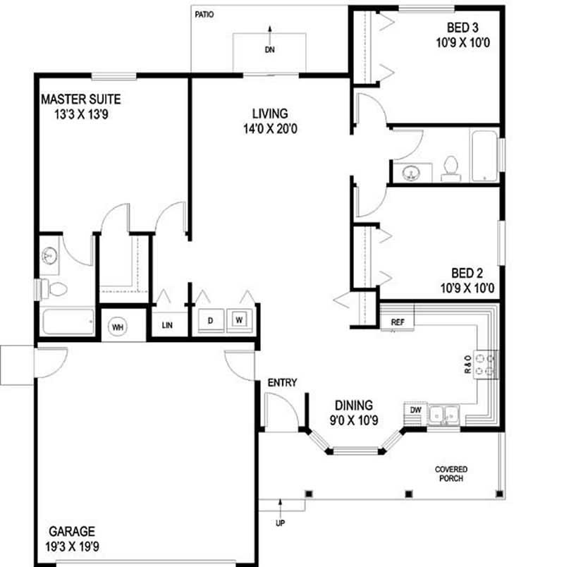 Floor Plan First Story of Country Plan #145-1634