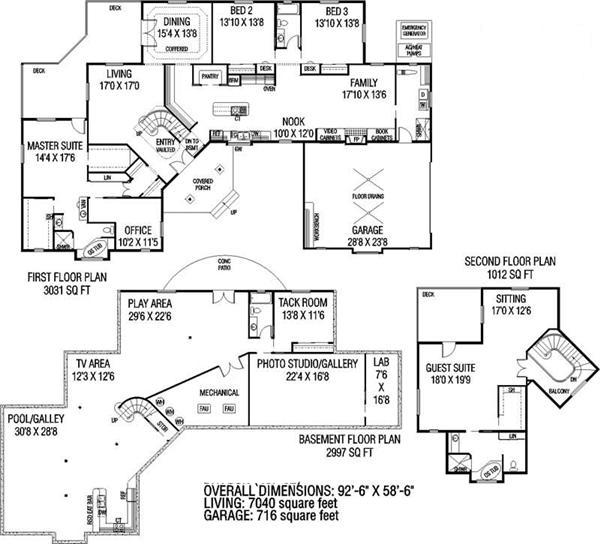 Floor Plan First Story of Colonial Plan #145-1641