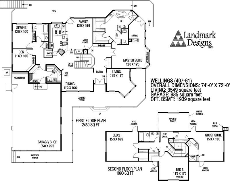 Floor Plan First Story of Country Plan #145-1642