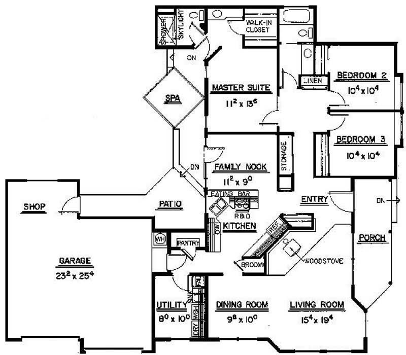 Floor Plan First Story of Ranch Plan #145-1648