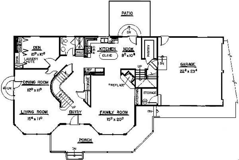 Floor Plan First Story of Country Plan #145-1649