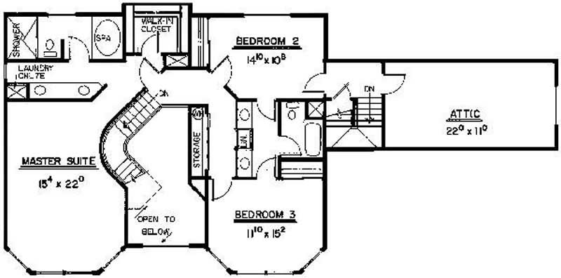 Floor Plan Second Story of Country Plan #145-1649
