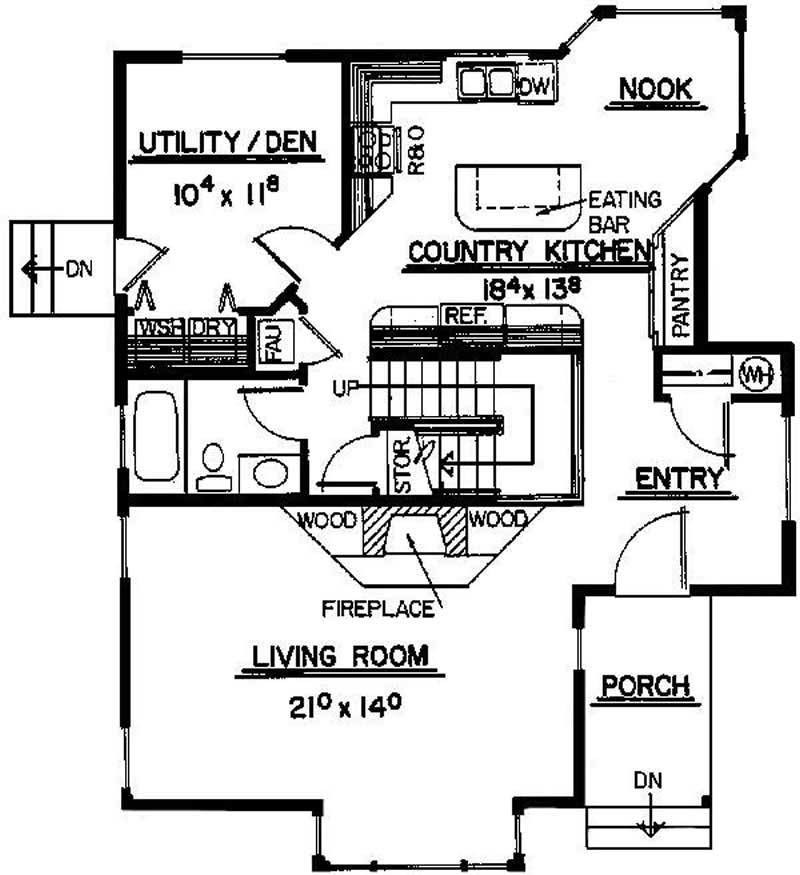 Floor Plan First Story of Log Cabin Plan #145-1651