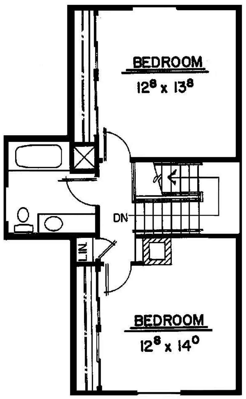 Floor Plan Second Story of Log Cabin Plan #145-1651