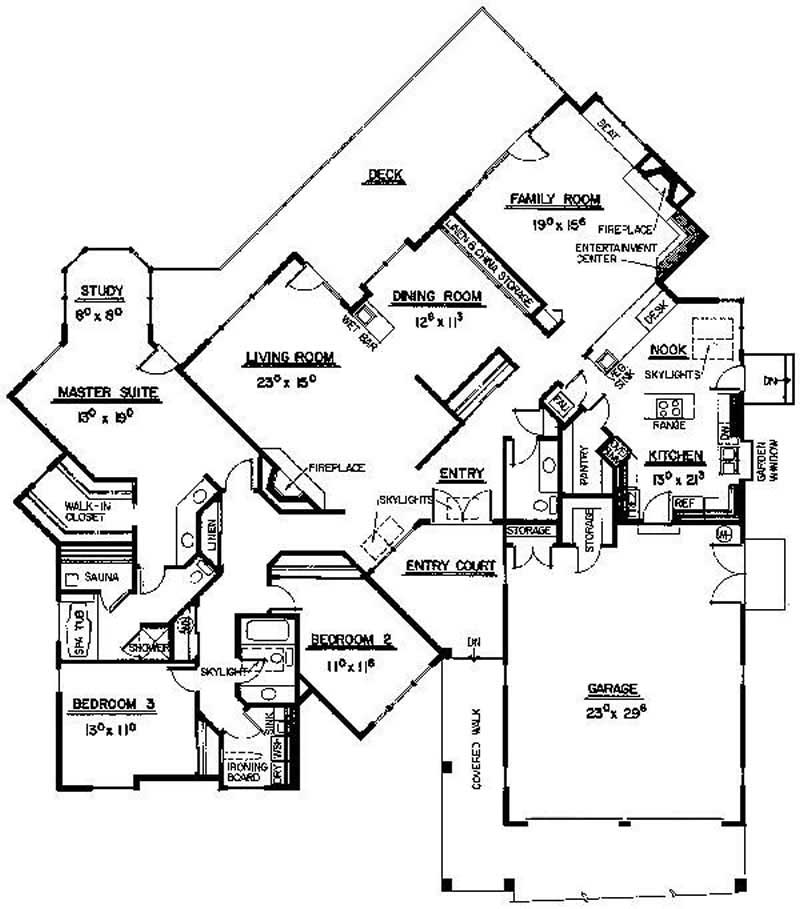Floor Plan Second Story of Ranch Plan #145-1653