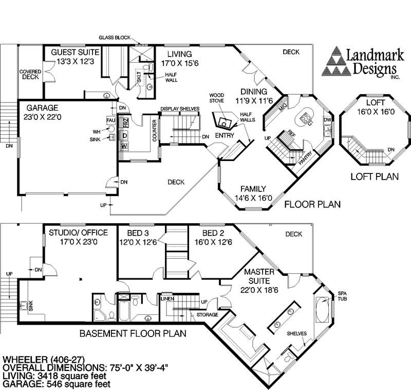 Floor Plan First Story of Contemporary Plan #145-1655