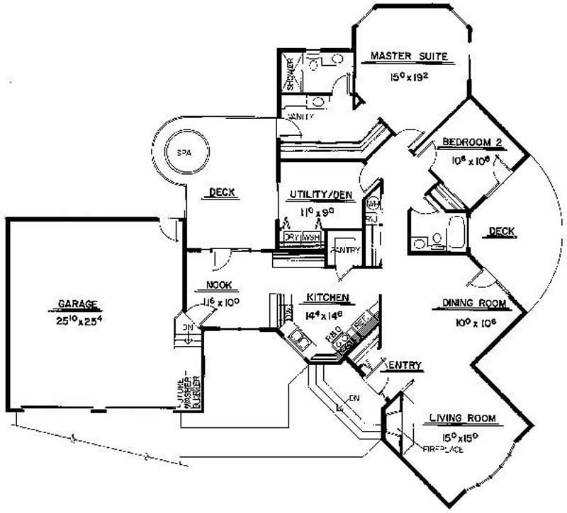 Floor Plan First Story of Ranch Plan #145-1658